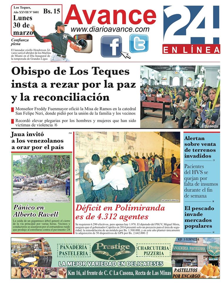 Portada lunes 30 de marzo de 2015