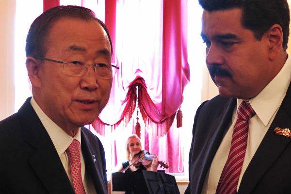 Ban Ki-Moon felicitó a Nicolás Maduro por preservar la paz en Venezuela