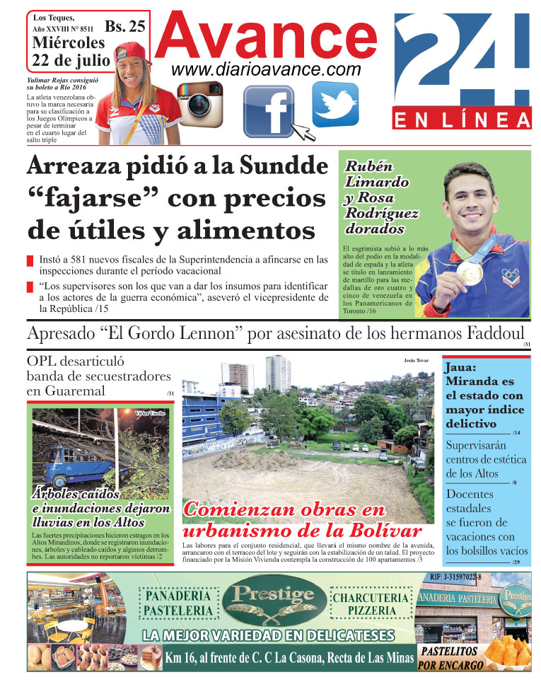 Portada miércoles 22 de julio de 2015