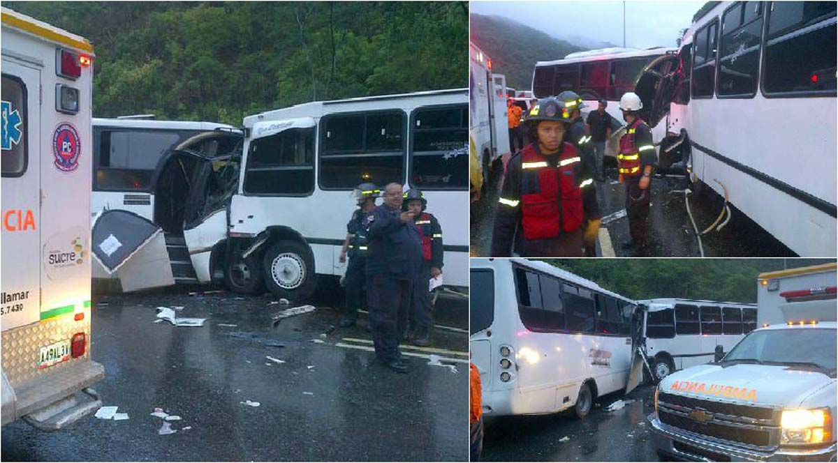 Choque frontal de 2 autobuses deja 15 heridos