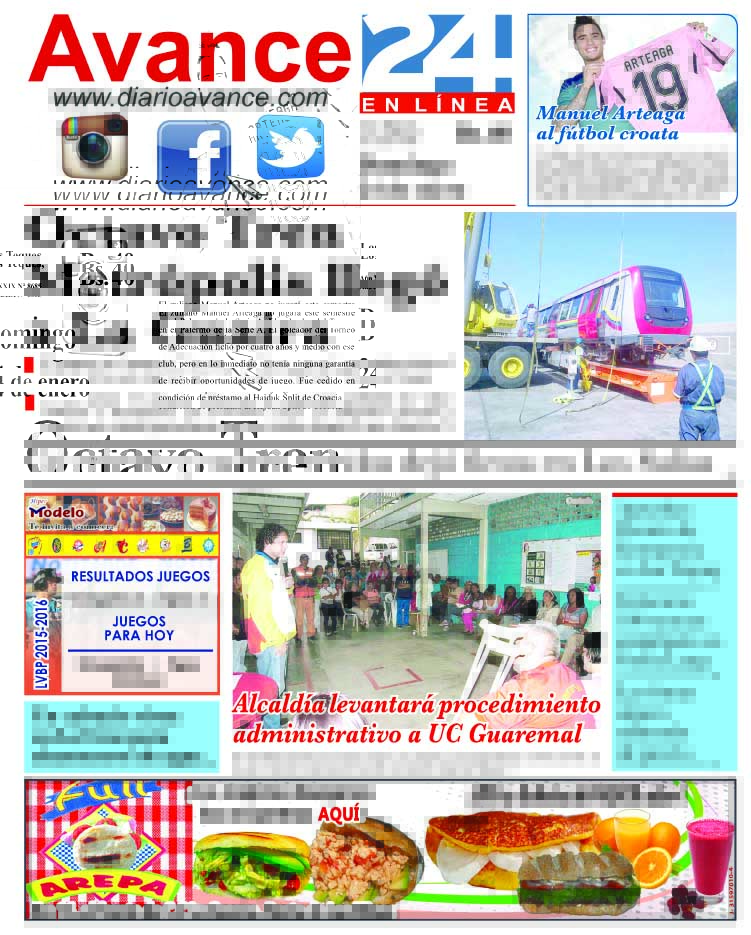 Portada domingo 24 de enero de 2016