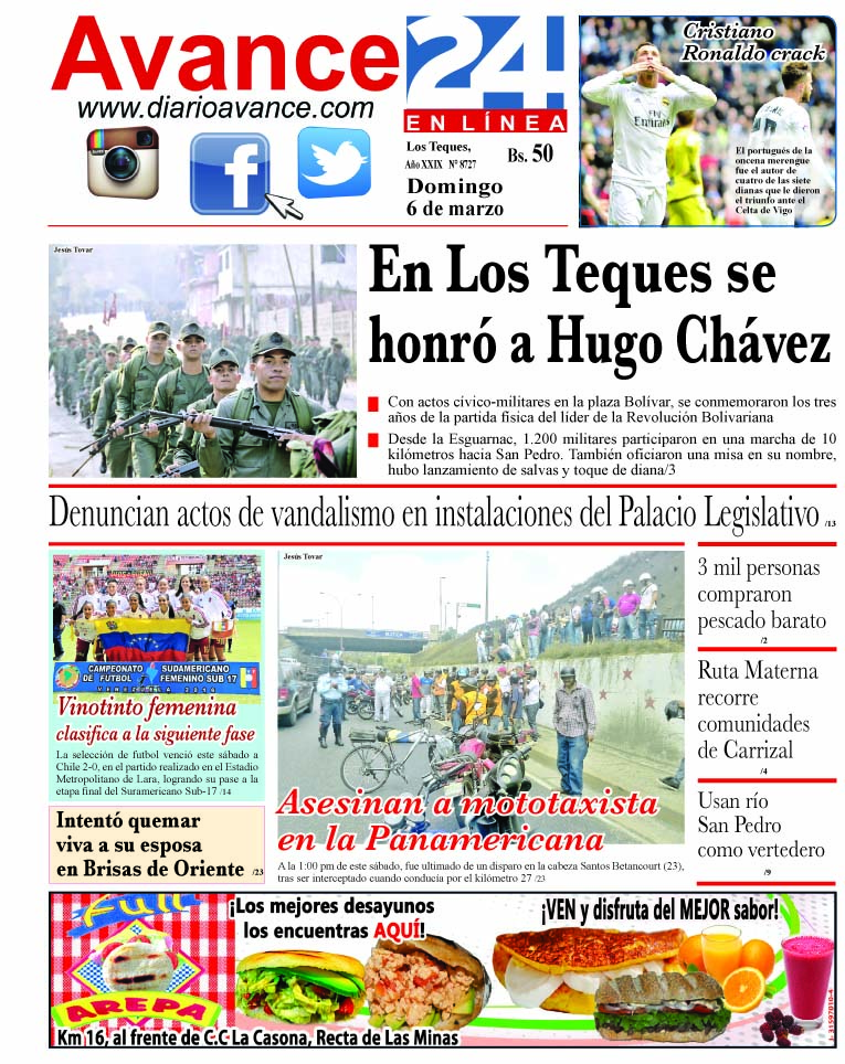 Portada domingo 06 de marzo de 2016