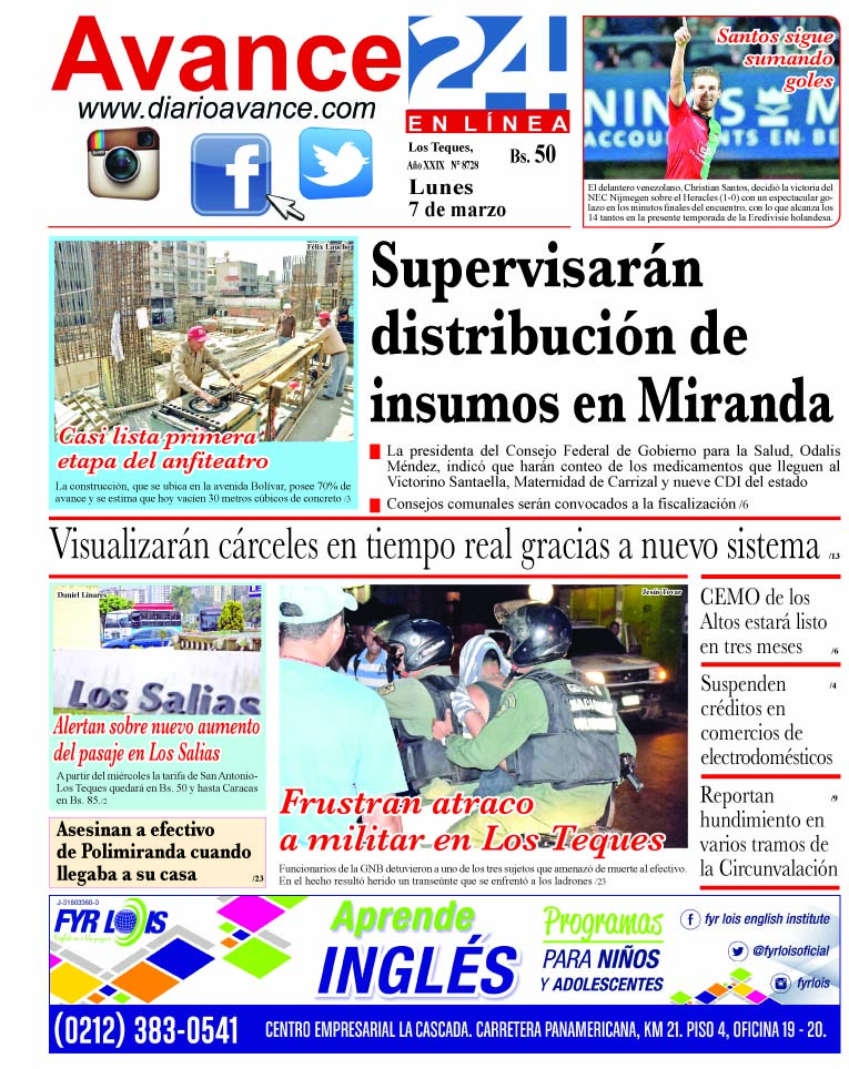 Portada lunes 07 de marzo de 2016