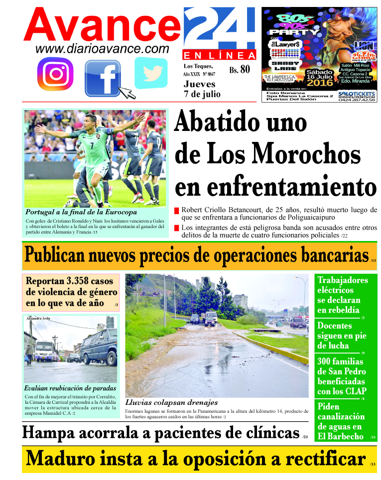 Portada jueves 07 de julio de 2016