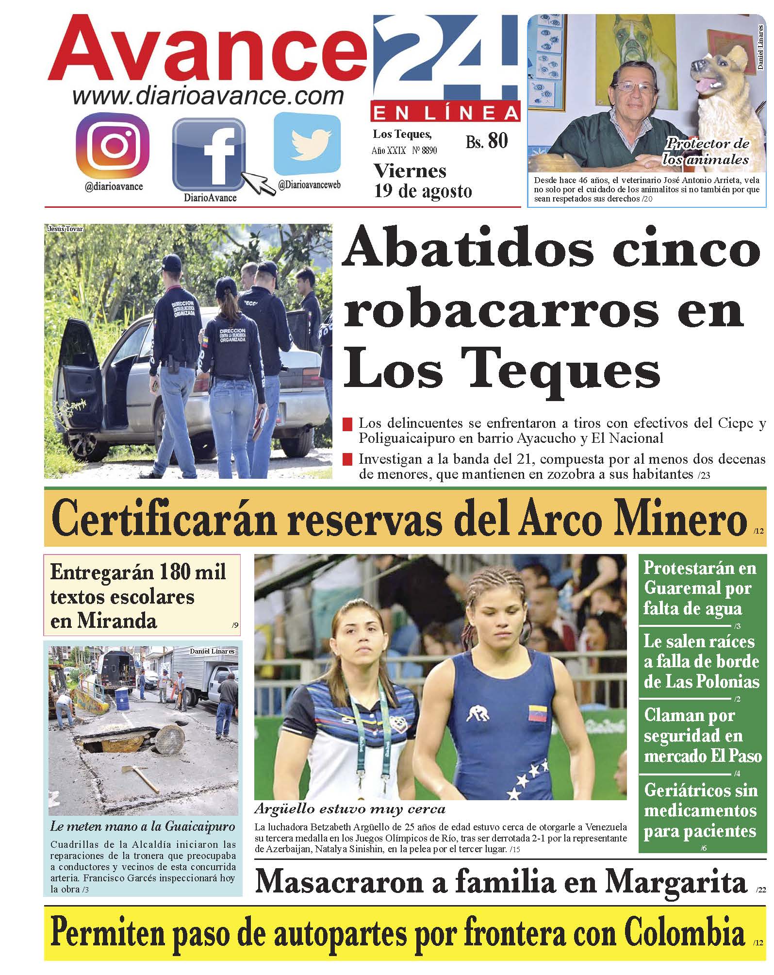 Portada viernes 19 de agosto de 2016