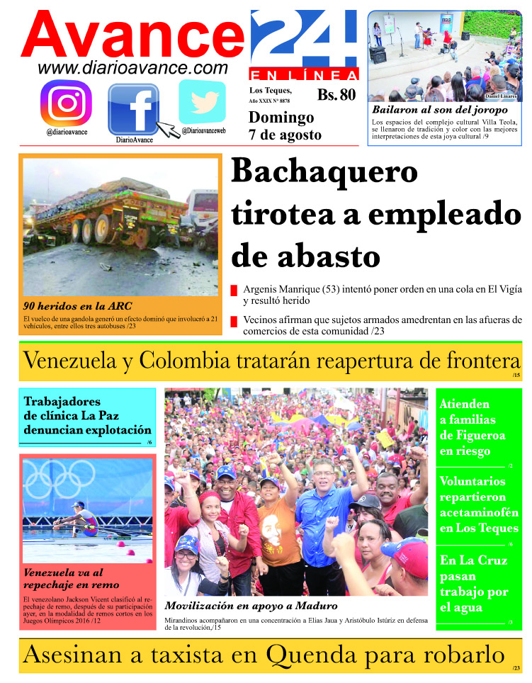 Portada domingo 07 de agosto de 2016