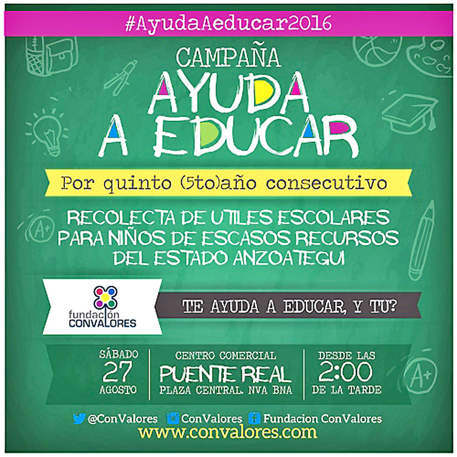 Fundación ConValores recolectará útiles escolares