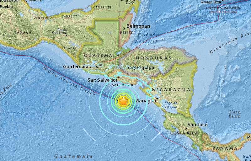 5 replicas sacuden El Salvador tras terremoto de magnitud 7,2