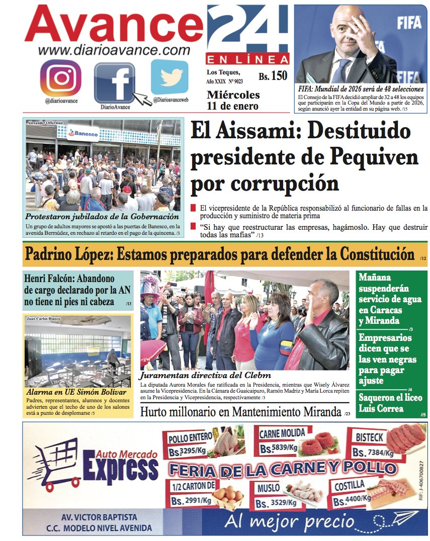 Portada, miércoles 11 de enero de 2017