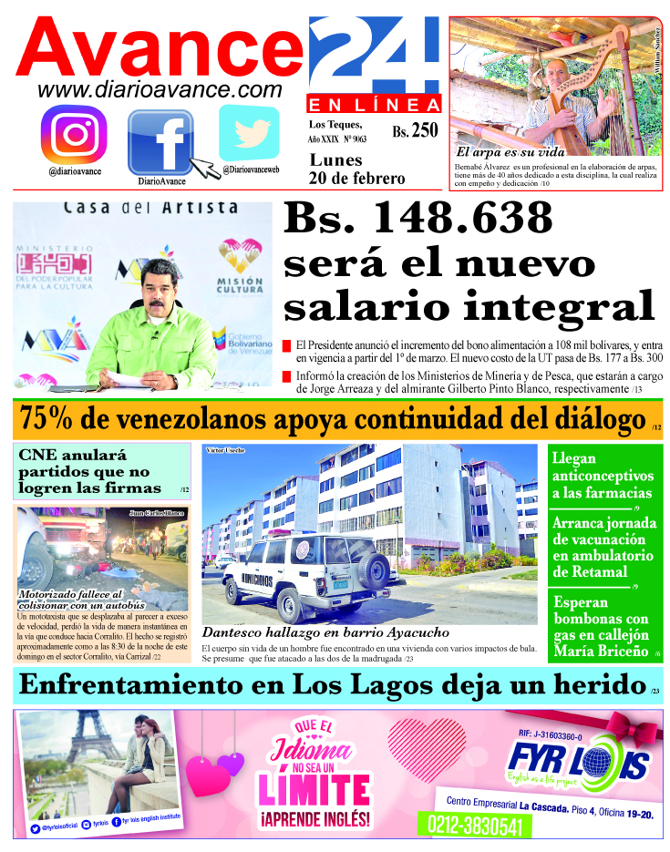 Portada lunes 20 de febrero de 2017