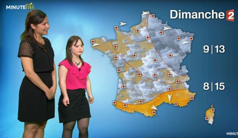 Joven con síndrome de Down presenta el tiempo en la TV francesa