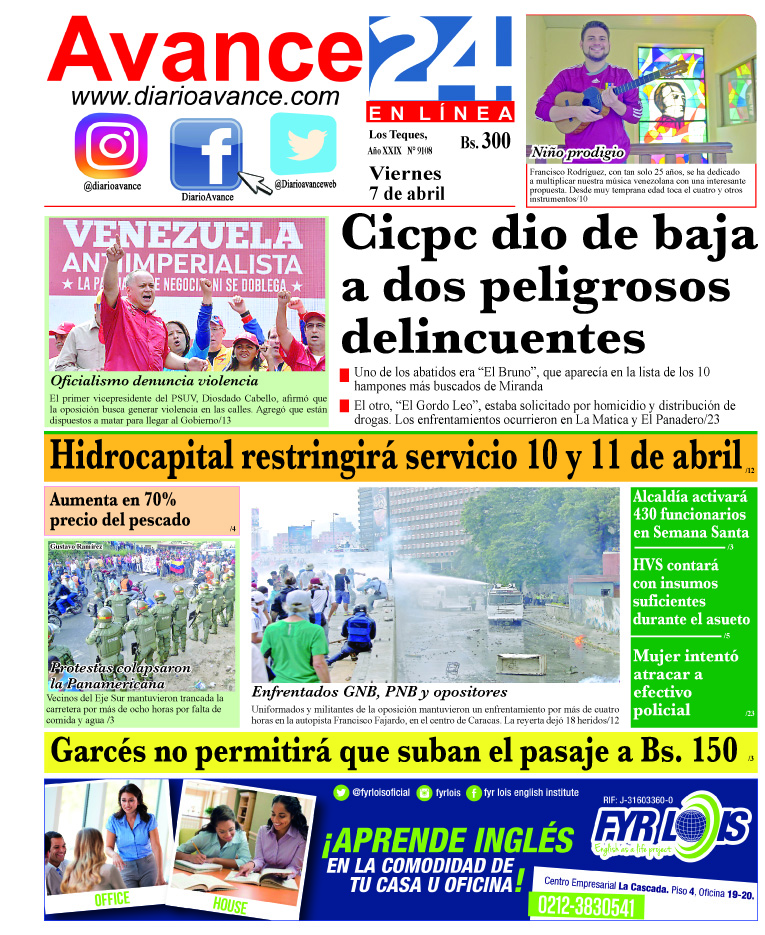 Portada Viernes 7 de Abril de 2017