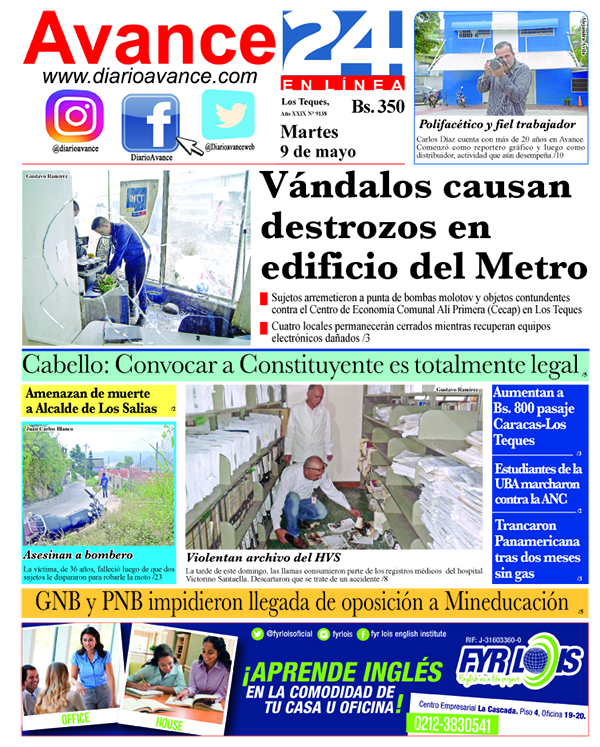 Portada martes 09 de Mayo de 2017