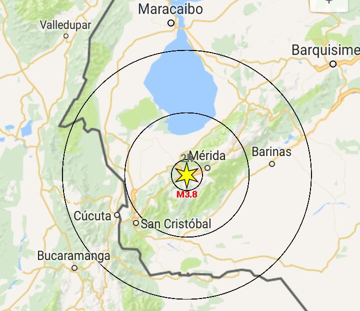 Sismo de 3.8 grados se sintió en el Vigia estado Mérida