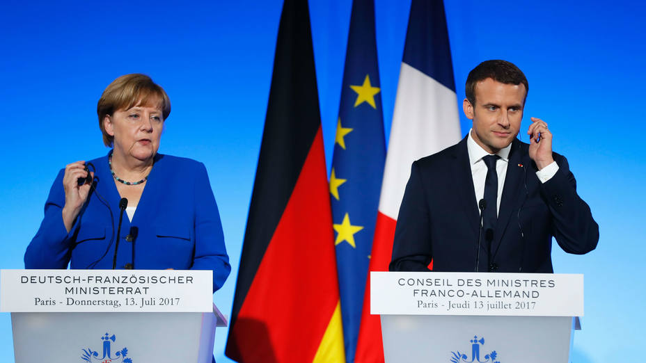 Macron y Merkel defienden un diálogo estrecho con Trump pese a divergencias