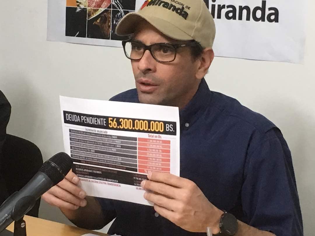 Capriles denunció asfixia financiera contra Gobernación de Miranda