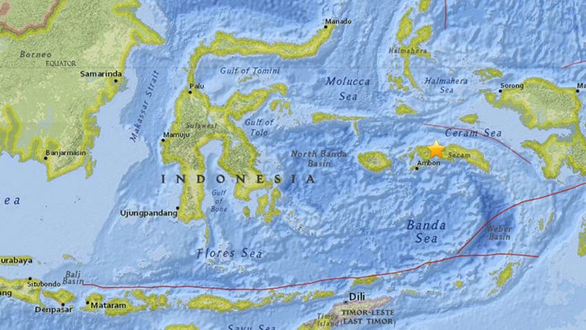 Terremoto de 6,7 sacude el mar en la región central de Indonesia