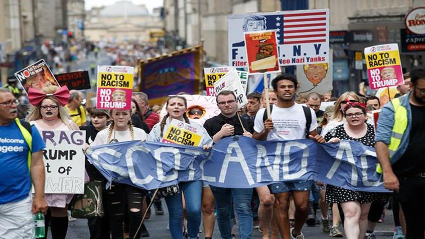 Manifestaciones en Escocia por visita de Donald Trump al Reino Unido