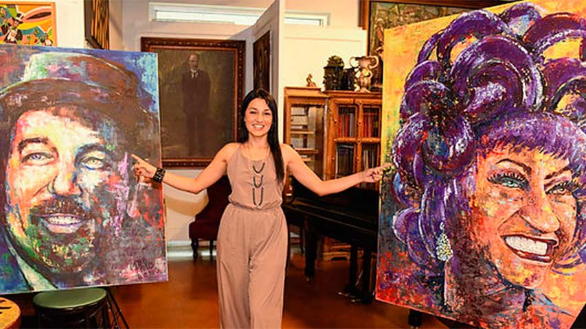 La artista plástica Portilla inauguró en Miami una exposición con los rostros de la salsa