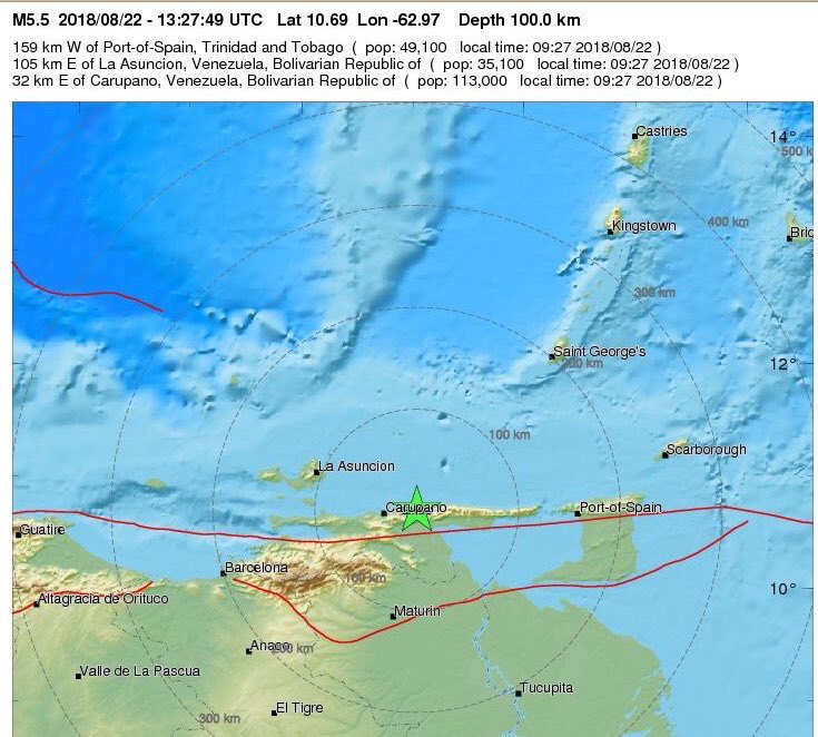 Nuevo sismo de magnitud 5,7 se registró al noroeste de Yaguaraparo