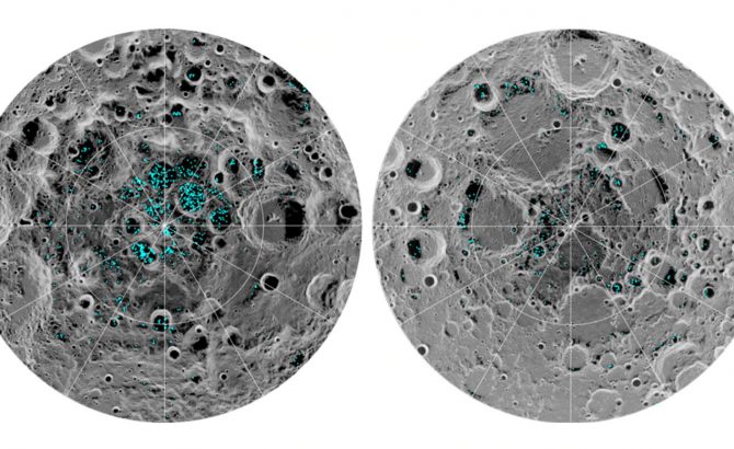 Confirman la existencia de agua congelada en la superficie lunar