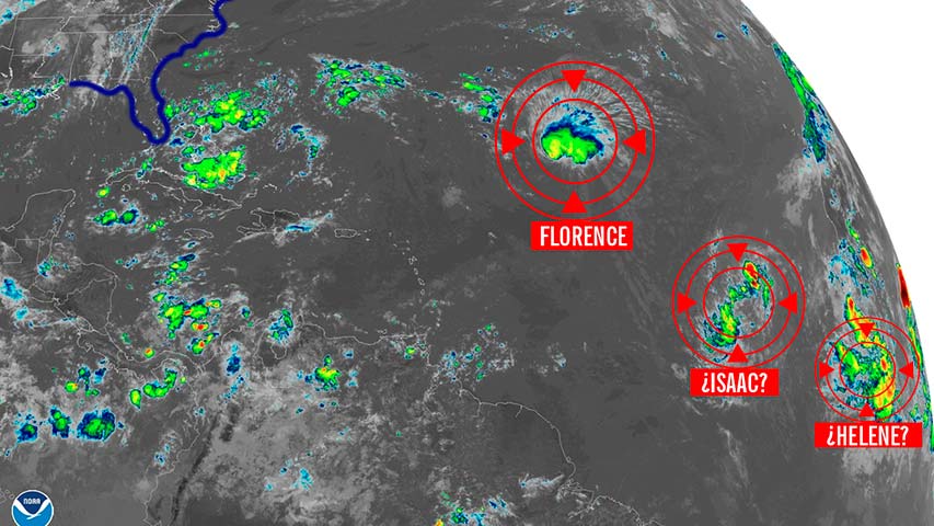 Huracán Florence y tormentas Isaac y Helene avanzan por aguas del Atlántico