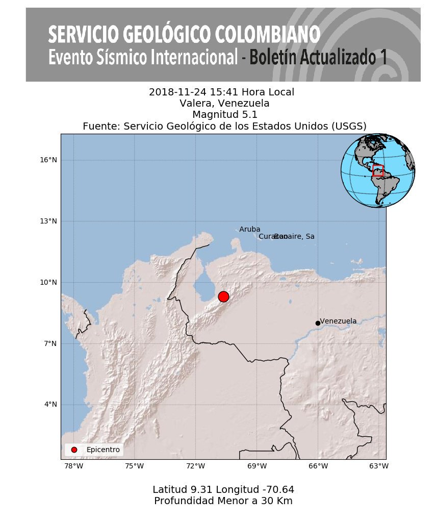 Sismo de magnitud 5.1 con epicentro en Valera