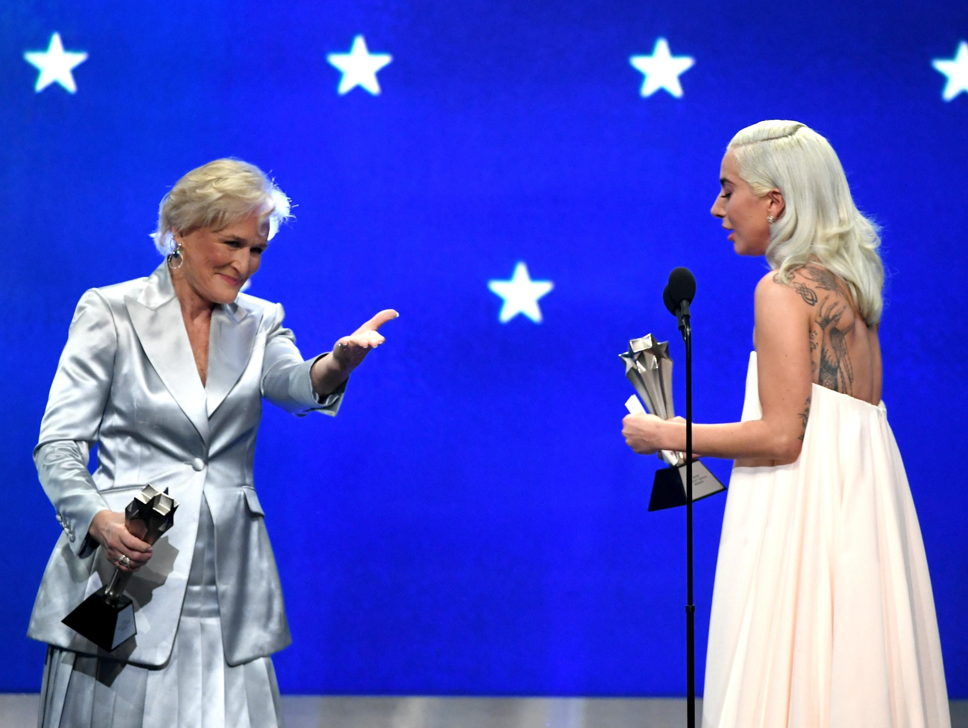 Lady Gaga y Glenn Close ganan premio a la mejor actriz en los Critics Choice Awards