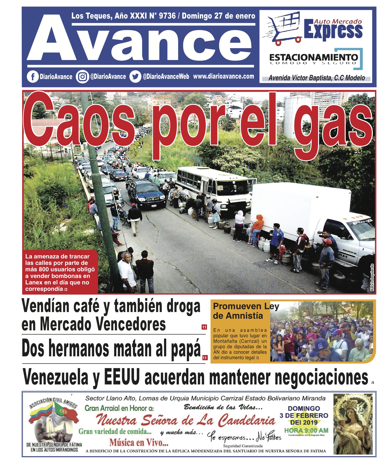 Portada, domingo 27 de enero de 2019