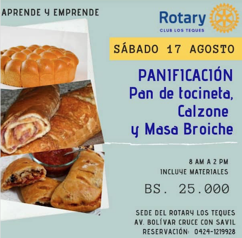 Realizarán taller de panificación en Rotary Los Teques