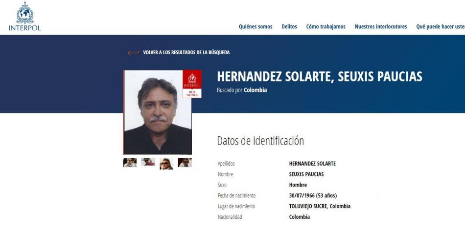 Interpol publica circular roja  contra Jesús Santrich