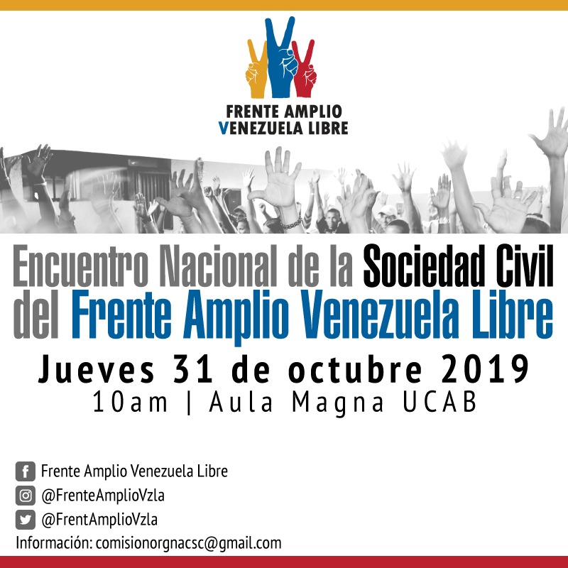 Sociedad civil del Frente Amplio Venezuela Libre se reúne este 31-O