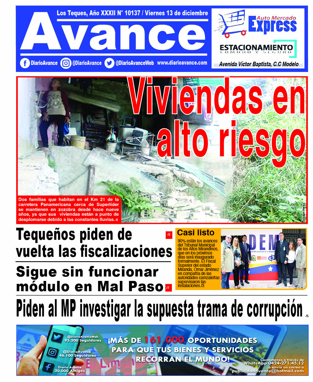 Portada, Viernes 13 De Diciembre De 2019
