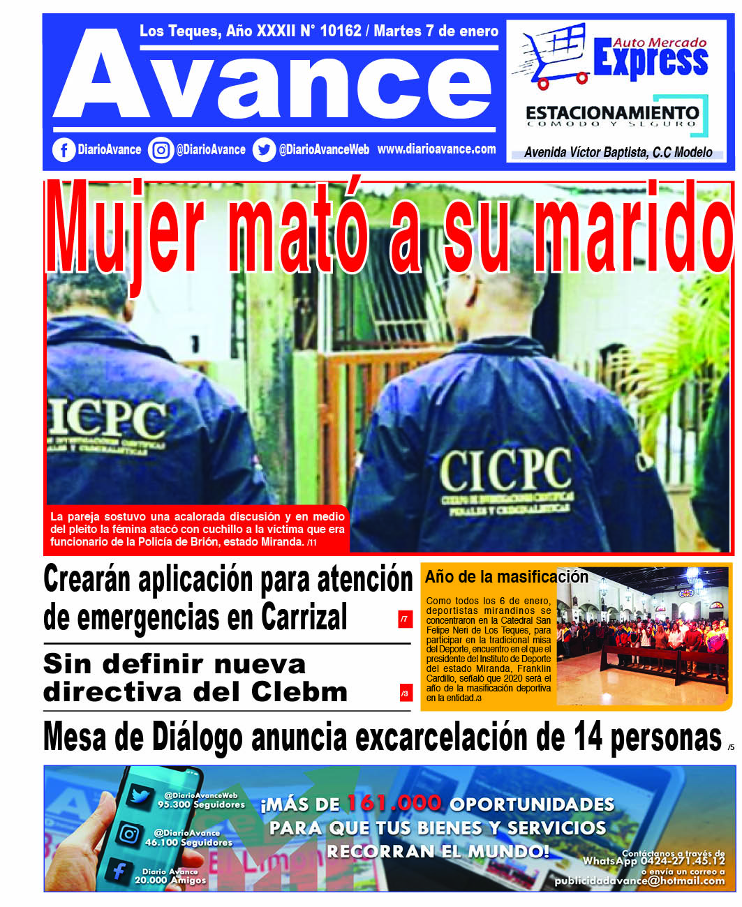 Portada, Martes 07 De Enero De 2020