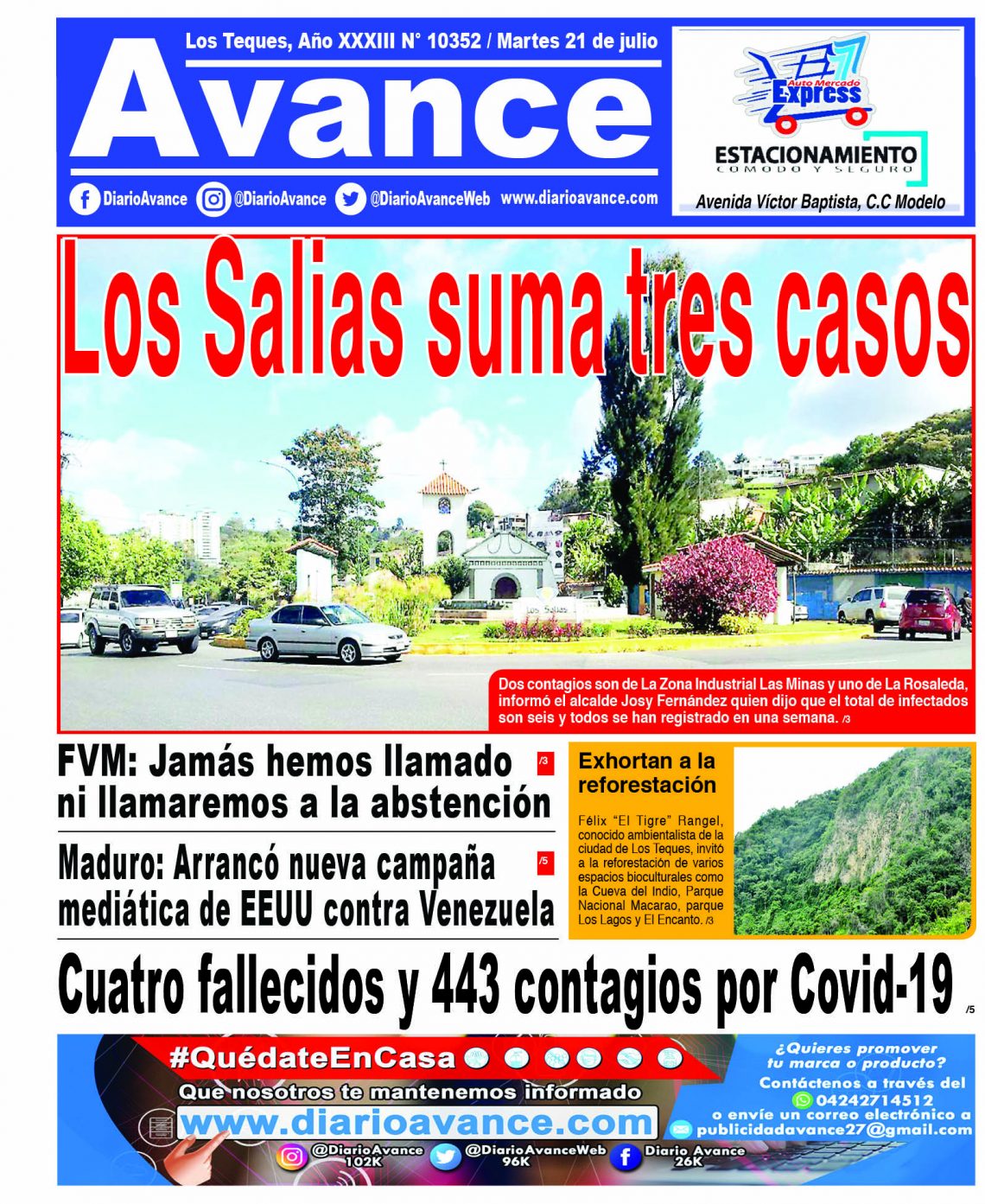 Portada, martes 21 de Julio de 2020