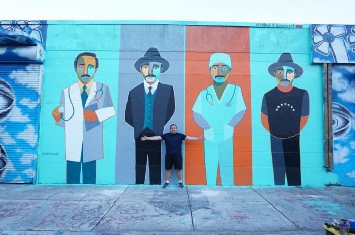 El hermoso mural de José Gregorio Hernández que realizó EDO en Wynwood
