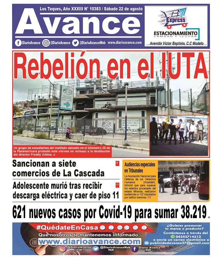 Portada, sábado 22 de Agosto de 2020