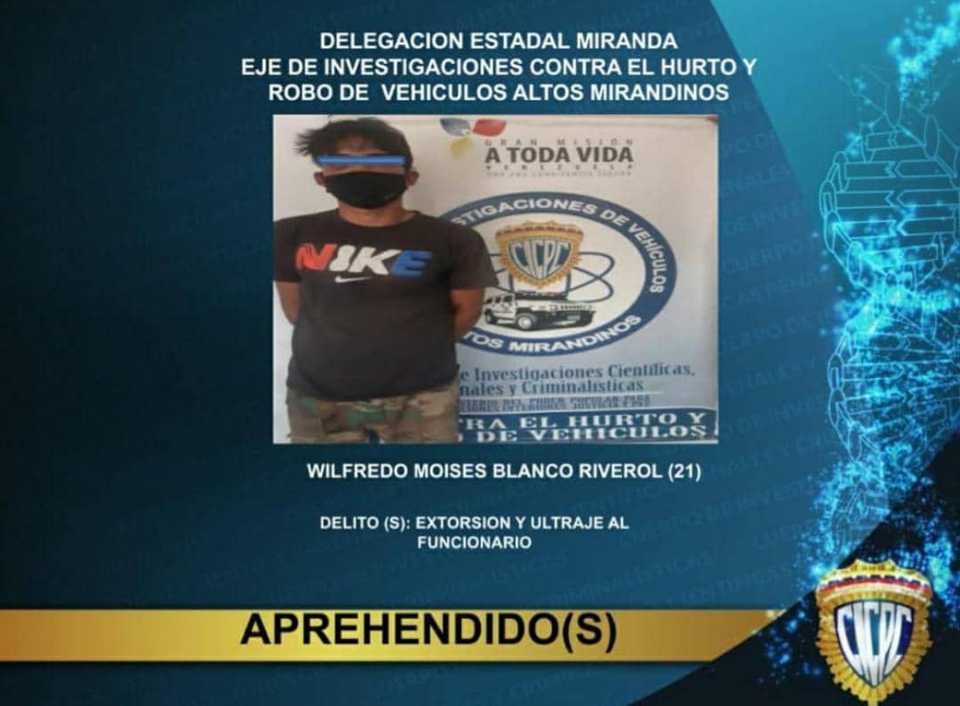 Detenido en Tejerías por extorsión