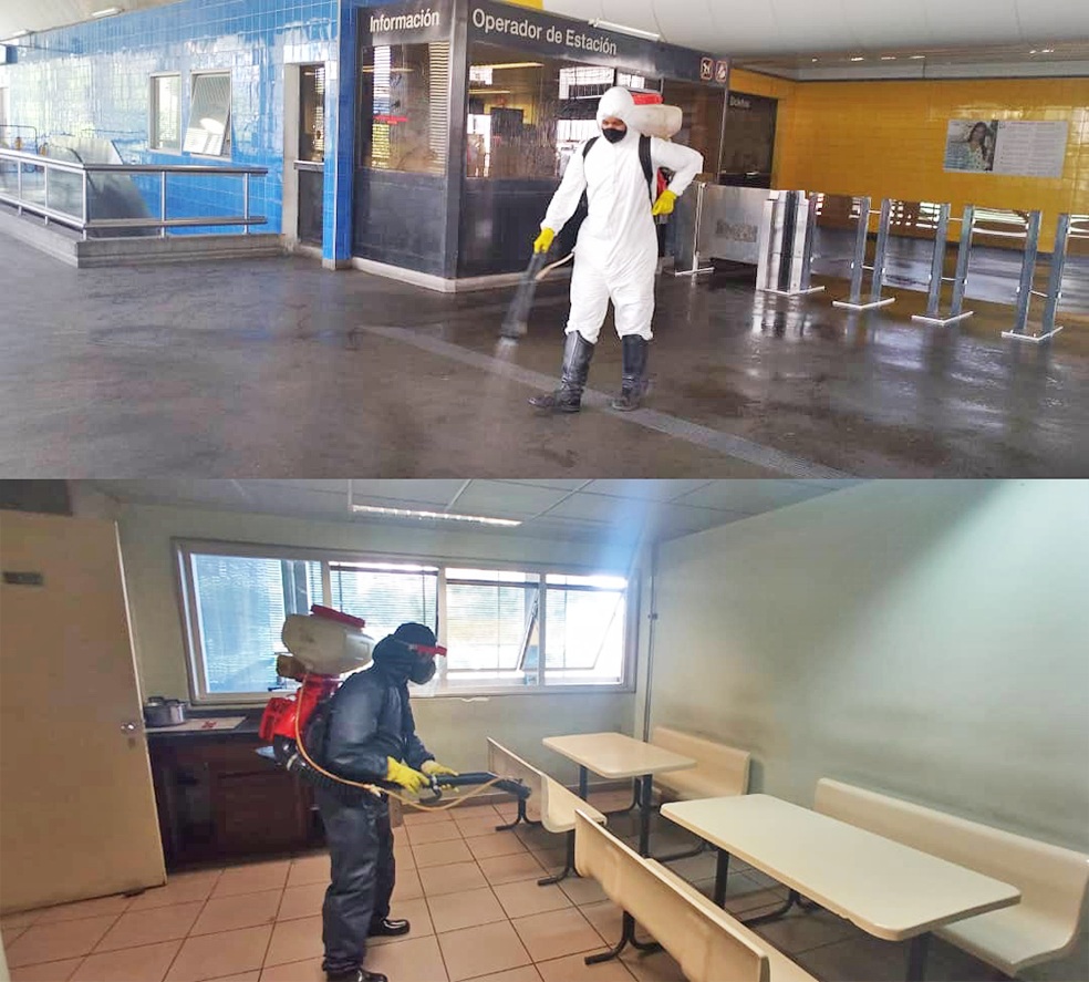 Desinfectan estaciones, trenes y oficinas del Metro