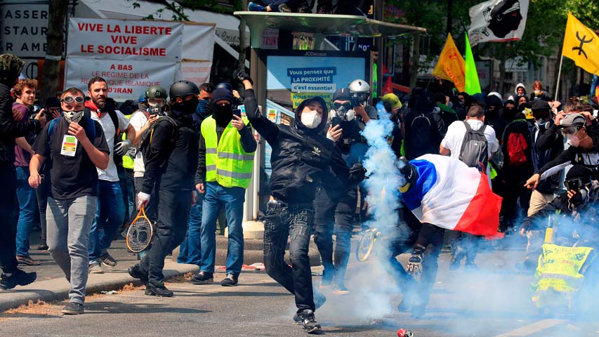Protestas del 1° de mayo terminan en enfrentamientos en Francia