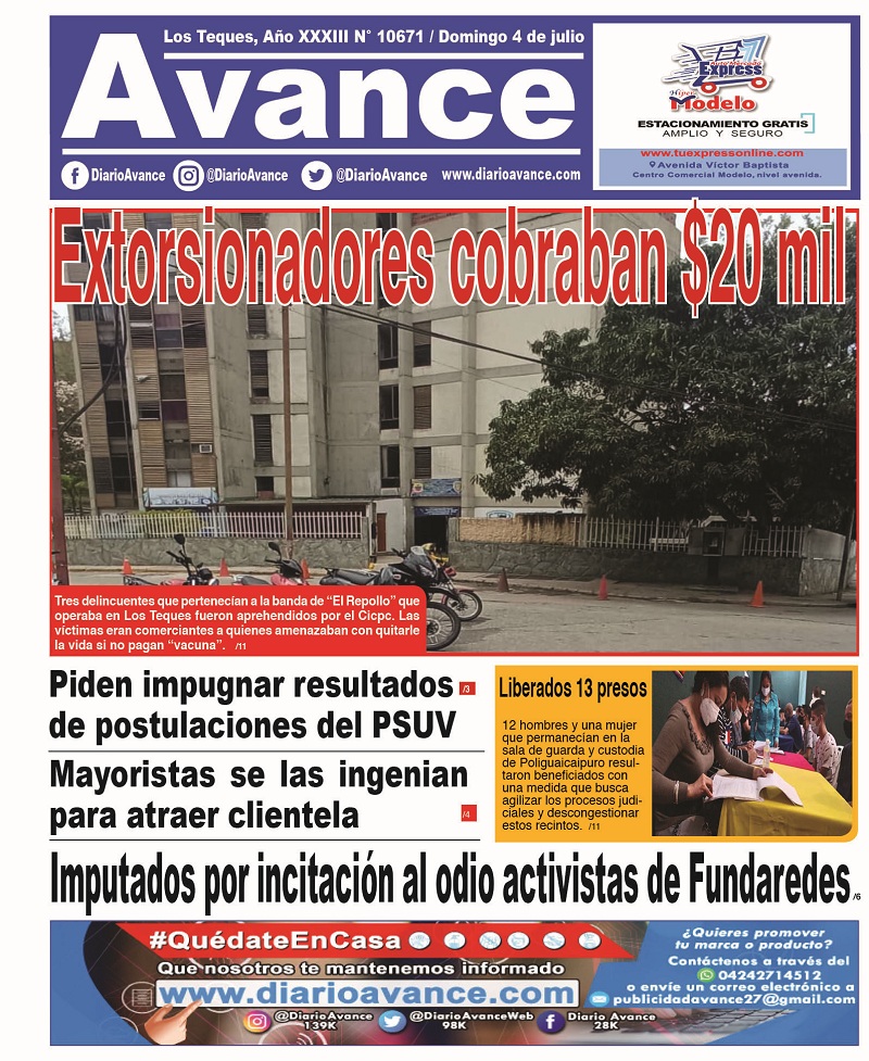 Portada, Domingo 04 de Julio de 2021