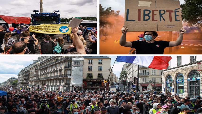 Protestas contra medidas anticovid cobran fuerza en varios países