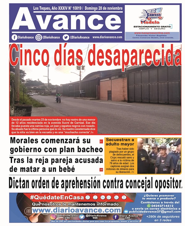 Portada, domingo 28 de Noviembre de 2021