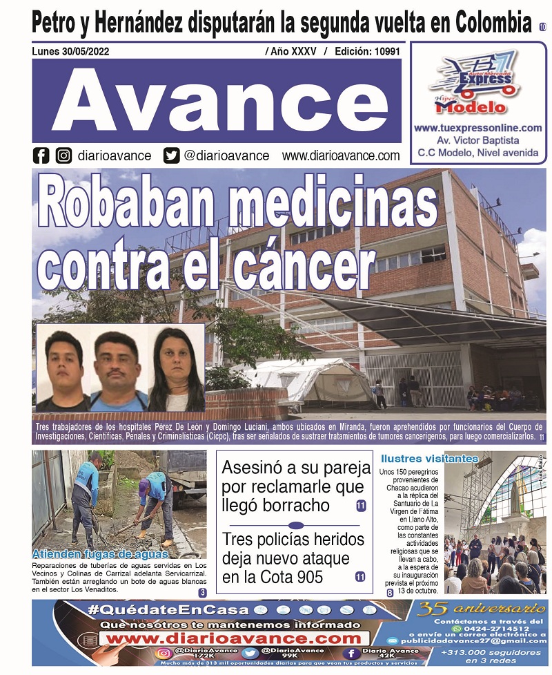 Portada, lunes 30 de Mayo de 2022