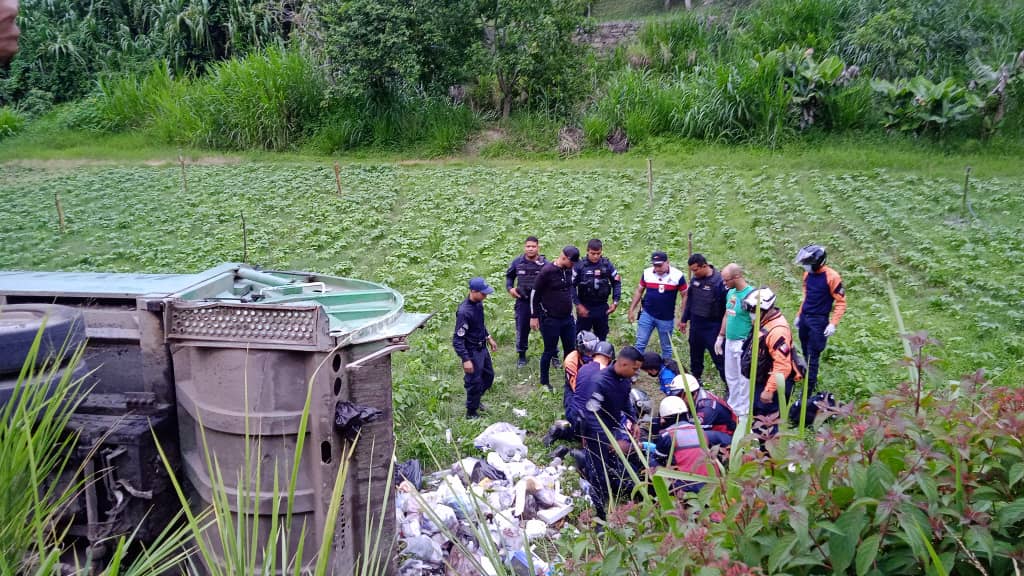 Se volcó un camión del aseo en Los Montes Verdes