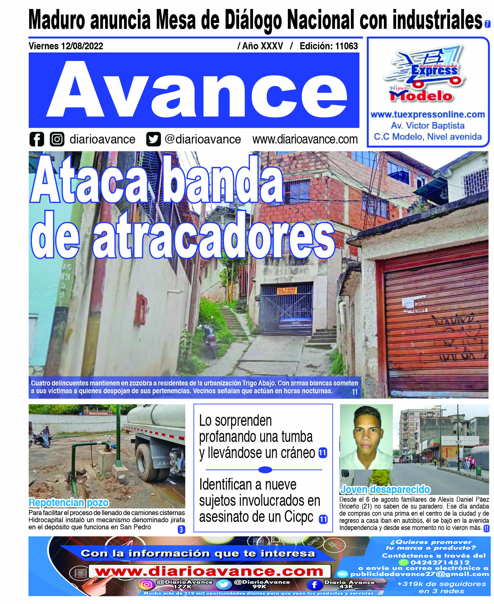 Portada, viernes 12 de agosto de 2022