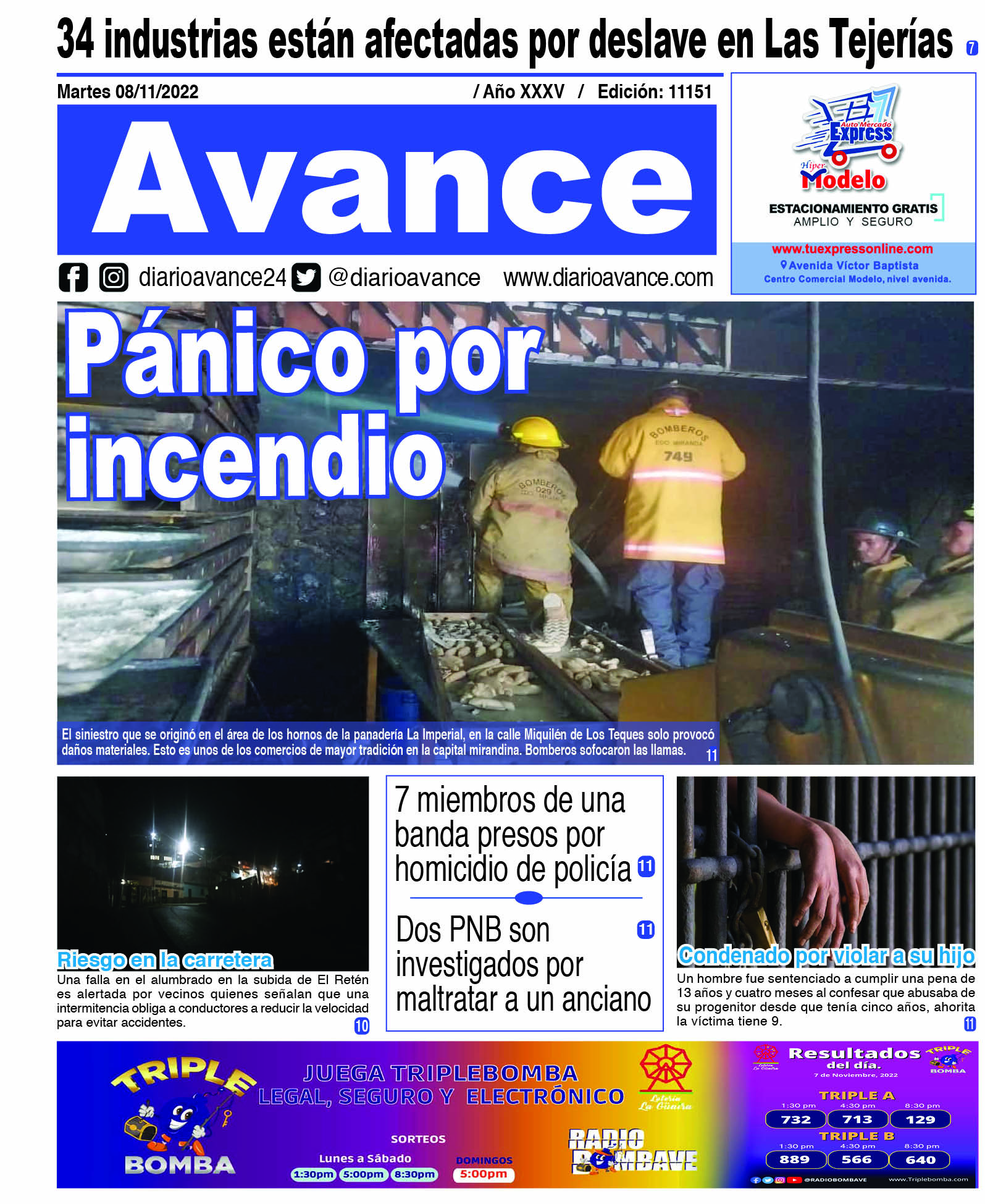 Portada, martes 08 de noviembre de 2022