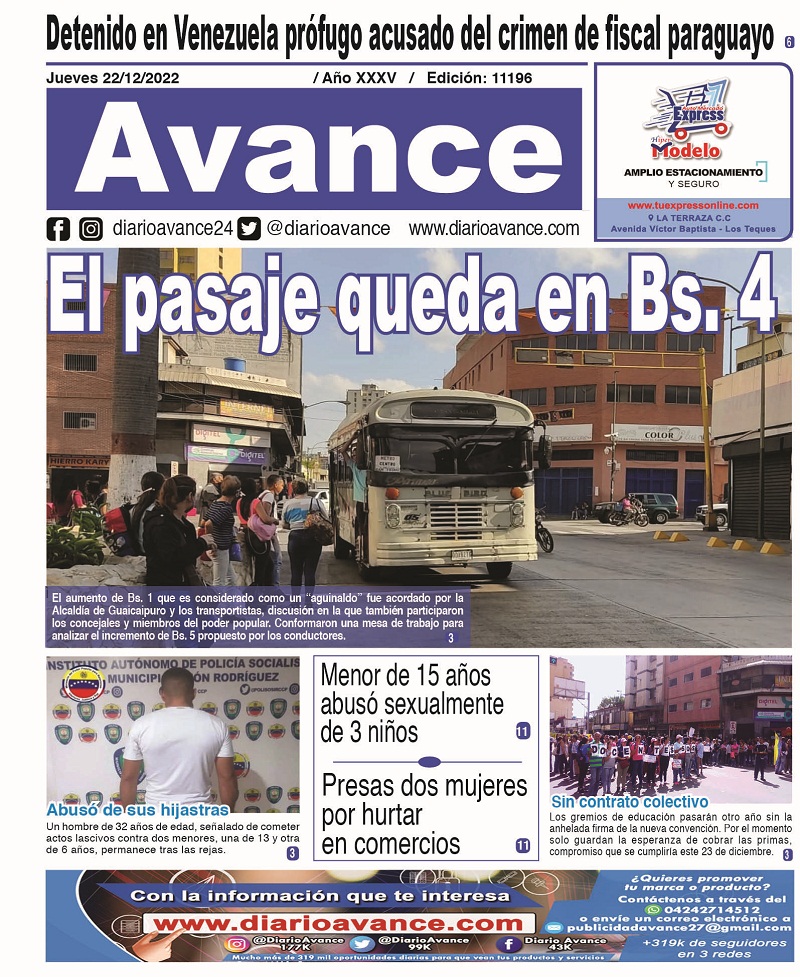 Portada, Jueves 22 de diciembre de 2022