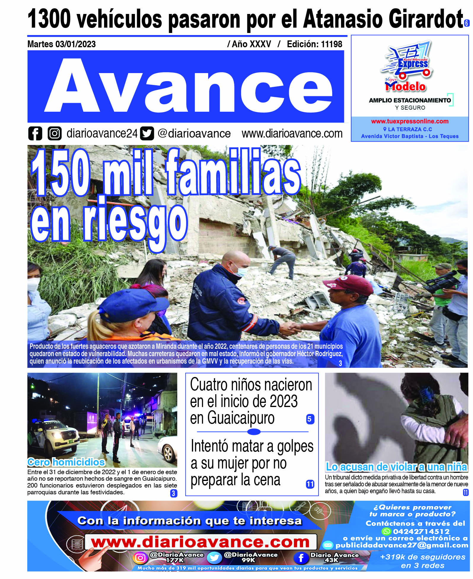 Portada, martes 03 de enero de 2022