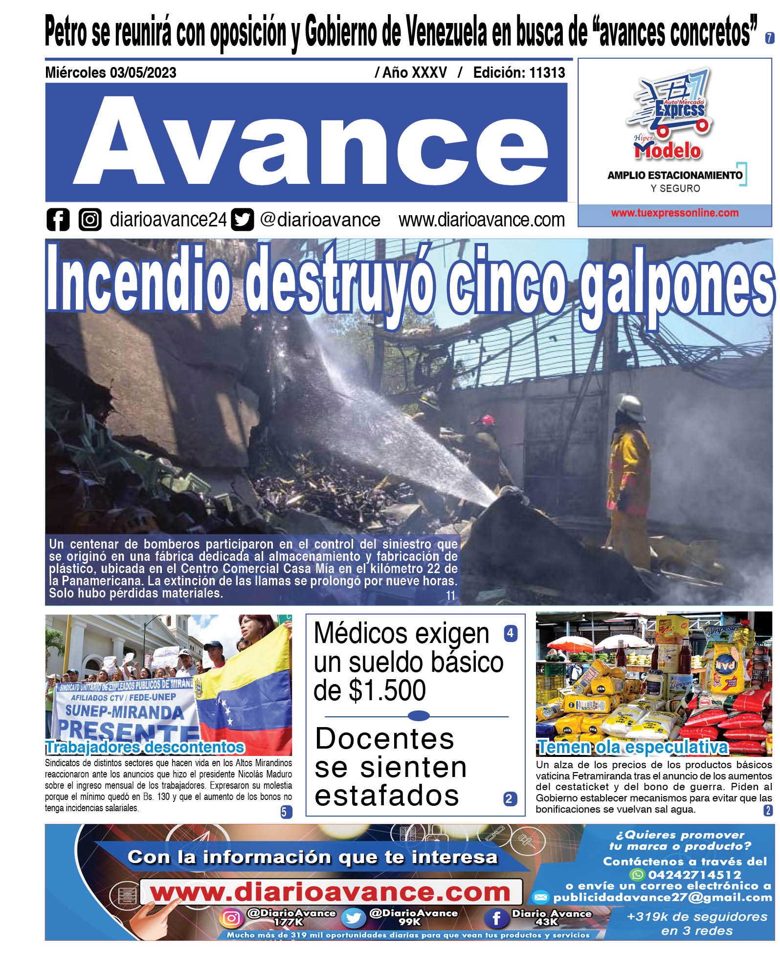 Portada, miércoles 03 de mayo de 2023